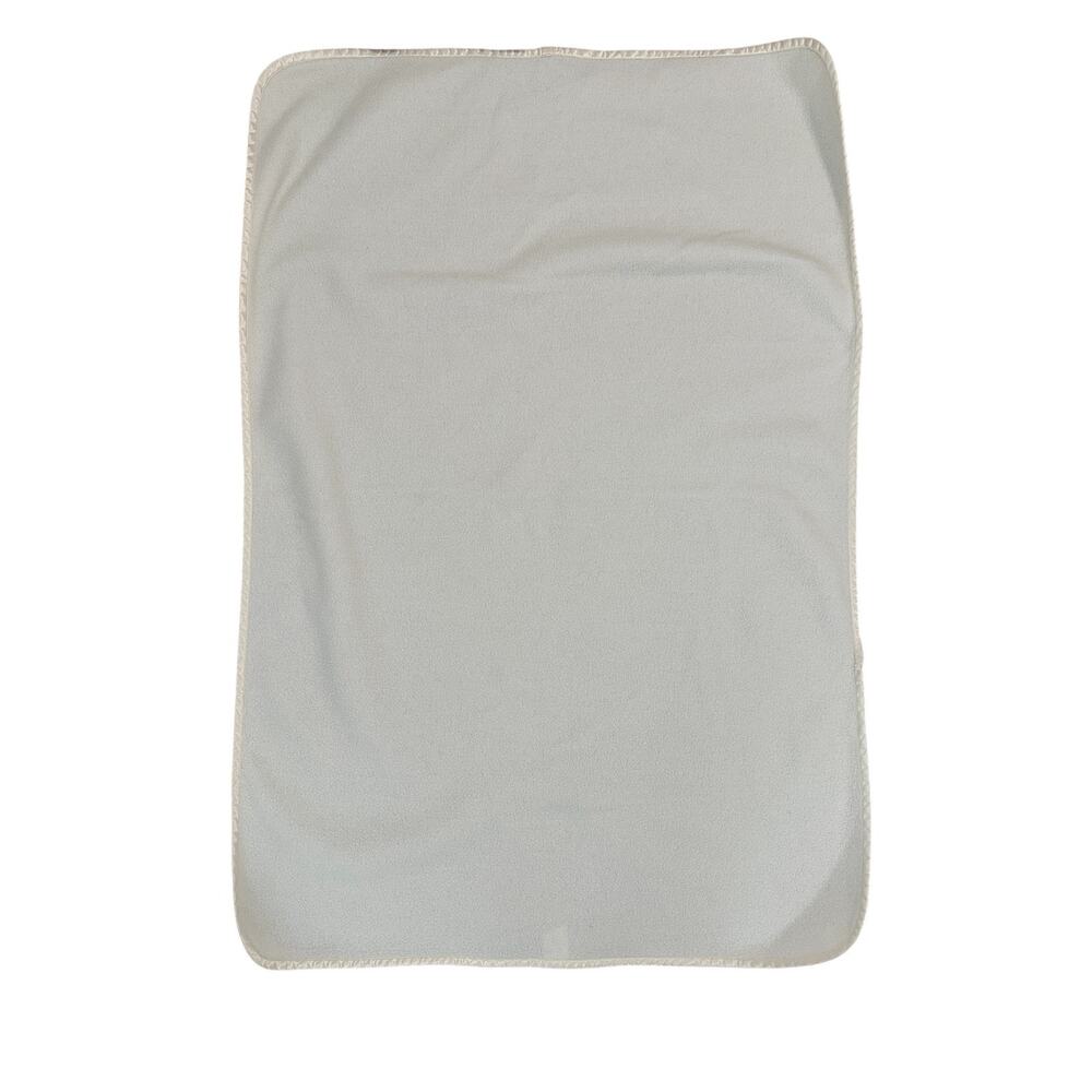 Kidsline White Ivory Fleece Baby Kids Blanket Security Lovey Plain Satin Trim